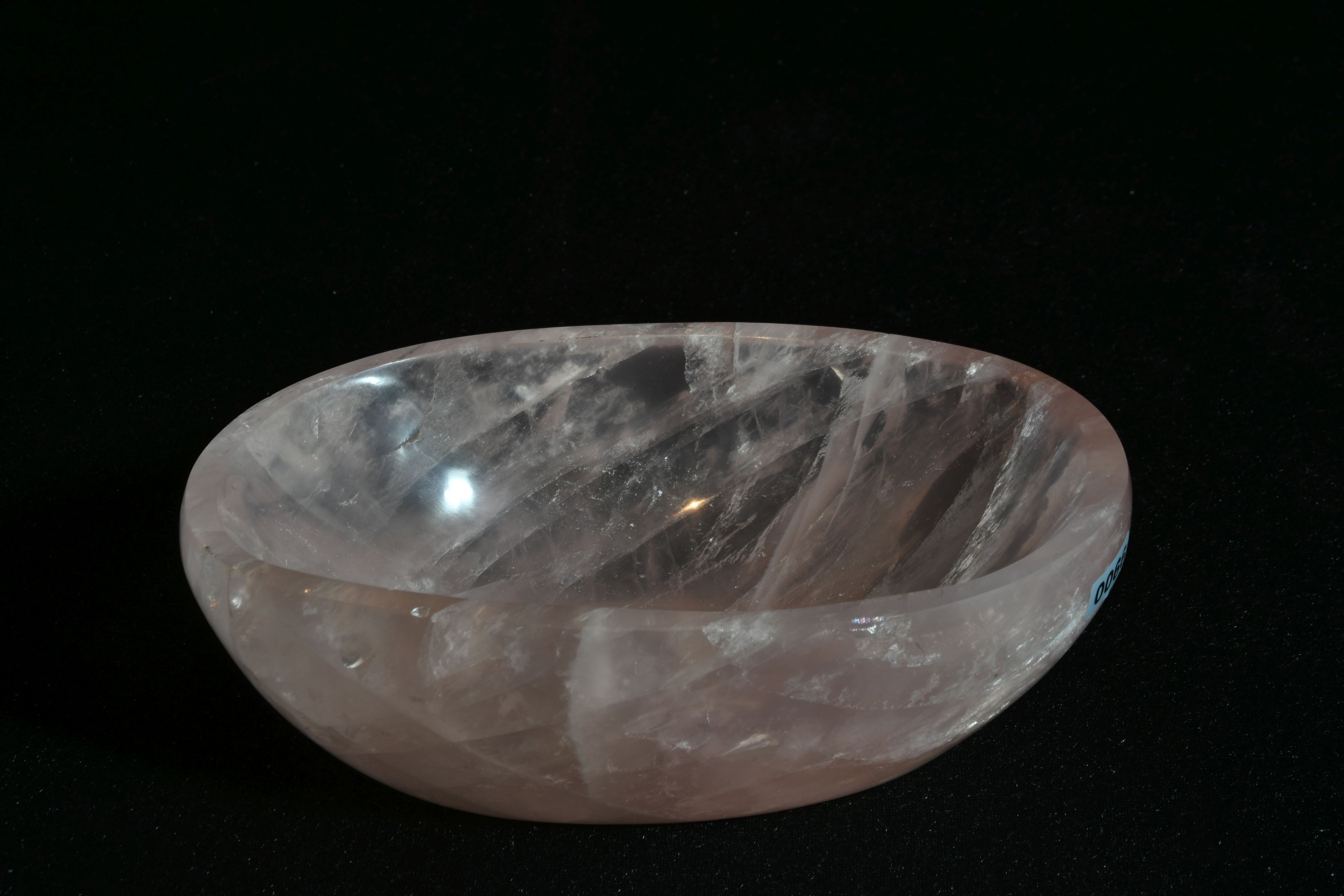 Rosenquarz Schale gross flach